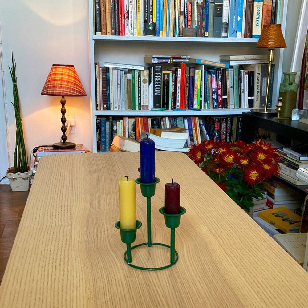Green 3-candle holder